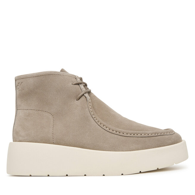 Trzewiki Calvin Klein Flatf Lace Up Apr Cut Boot HW0HW03273 Beżowy