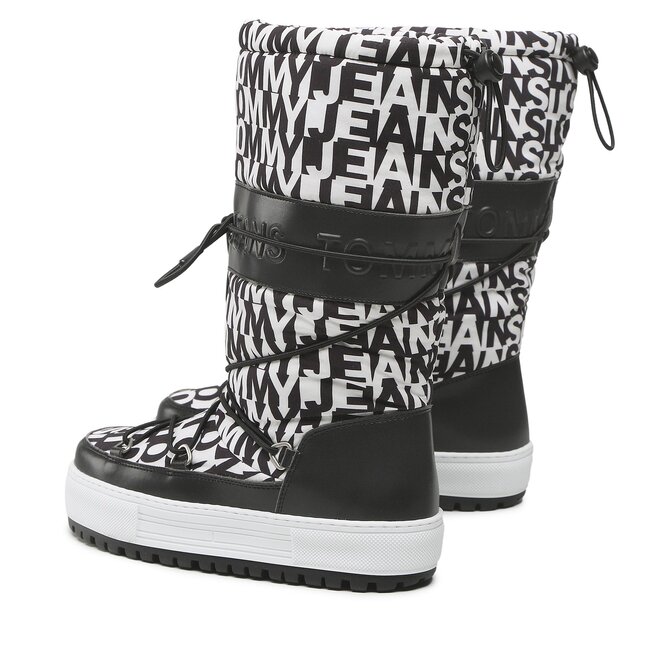 Tommy Jeans Cizme de zăpadă Tommy Jeans Snowboot High Logo EN0EN02163 Black/Blue Triumph Print 0GJ