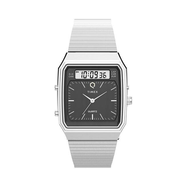 Zegarek Timex Q Timex® 1982 Ana-Digi Reissue Chronograph - Srebrny