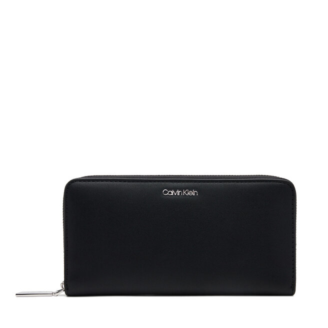 Duży Portfel Damski Calvin Klein Ck Must Large Zip Around Wallet - Czarny