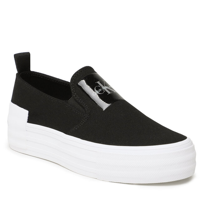 Teniși Calvin Klein Jeans Bold Vulc Flat Slipon YW0YW01040 Black BEH CALVIN KLEIN JEANS imagine noua