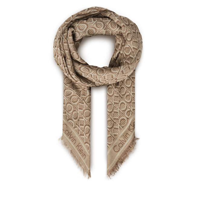 Chusta Calvin Klein Aop Monogram Jacquard - Beżowy