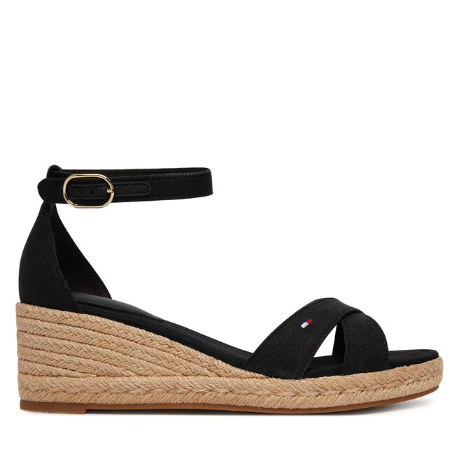Espadryle Tommy Hilfiger Mid Wedge Espad X Cross FW0FW09332 Czarny - kobiece