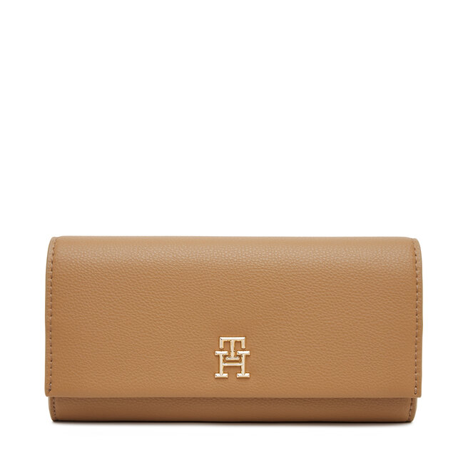 Duży Portfel Damski Tommy Hilfiger Th Legacy Flap Lrg Wallet - Brązowy