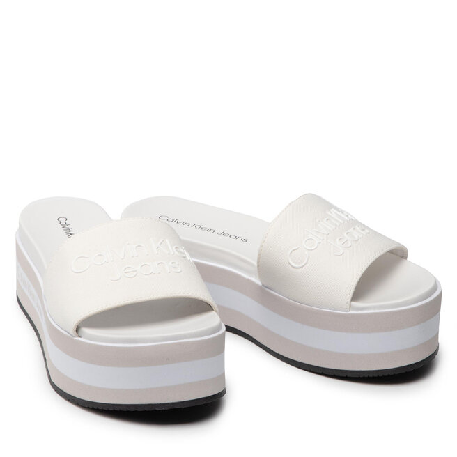 Calvin Klein Jeans Sandaler och Slip-ons Calvin Klein Jeans Flatform Sandal Slide YW0YW00563 Bright White YAF
