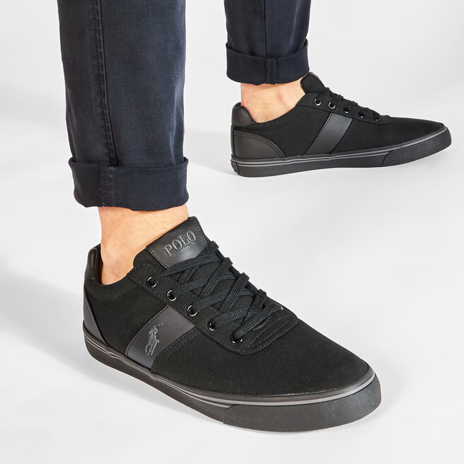 polo ralph lauren hanford canvas trainers in black