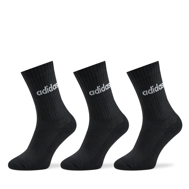 Skarpety wysokie unisex adidas Linear Crew Cushioned Socks 3 Pairs - Czarny