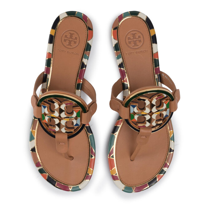 Chancletas Tory Burch Enamel Miller 62132 Aged Vachetta 256