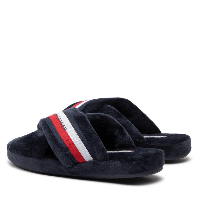 FW0FW06587 Comfy Hausschuhe Home With Hilfiger Straps Slippers DW5 Desert Sky Tommy