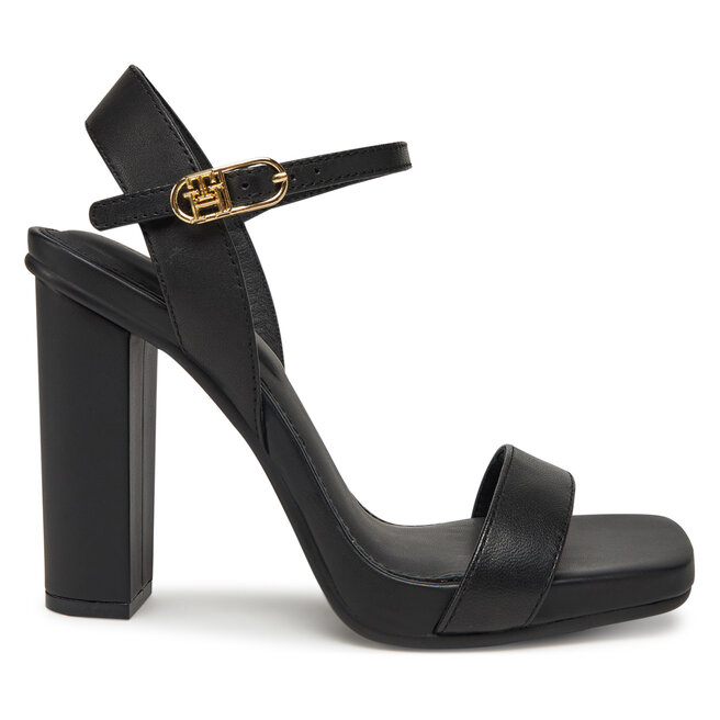 Sandały Tommy Hilfiger High Heel Leather Sandal - Czarny