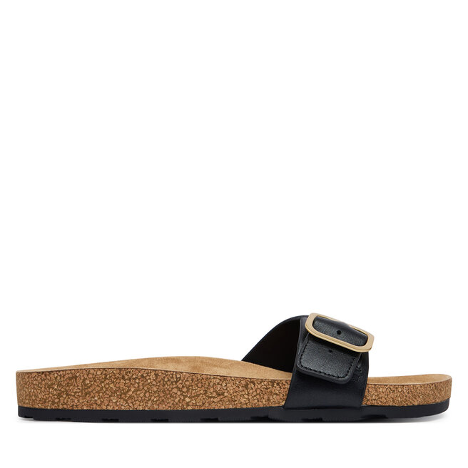 Klapki Tommy Hilfiger Cork Footbed Slip-On Sandals FW0FW09344 Czarny -