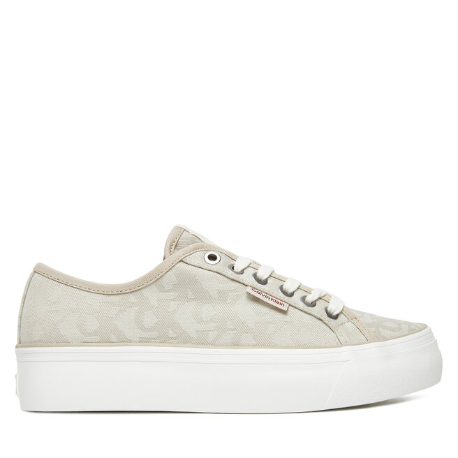 Sneakersy Calvin Klein Jeans Vulc Flatf Jacquard Aop - Beżowy