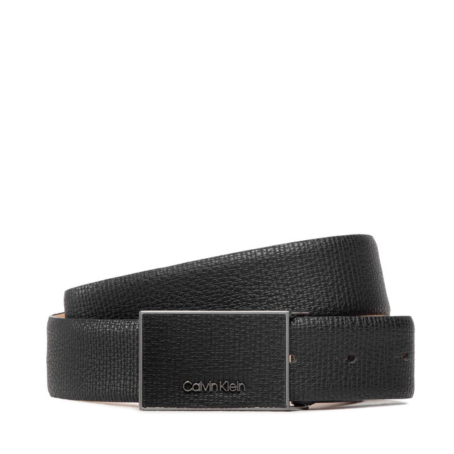 Pasek Męski Calvin Klein Leather Inlay Plaque Pal 35Mm - Czarny