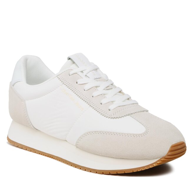 Sneakers Calvin Klein Jeans Retro Runner Wingtip Mix YM0YM00620 White/Creamy White 0K6 0K6 imagine noua