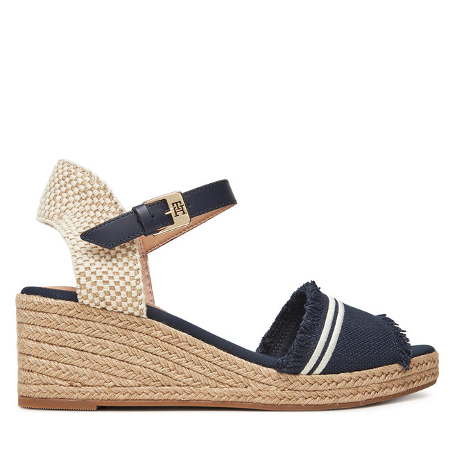 Espadryle Tommy Hilfiger Fringe Canvas Medium Wedge - Granatowy
