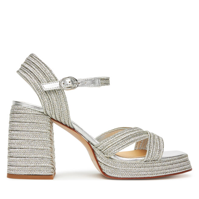 Espadryle Castañer Valle/142 - Srebrny
