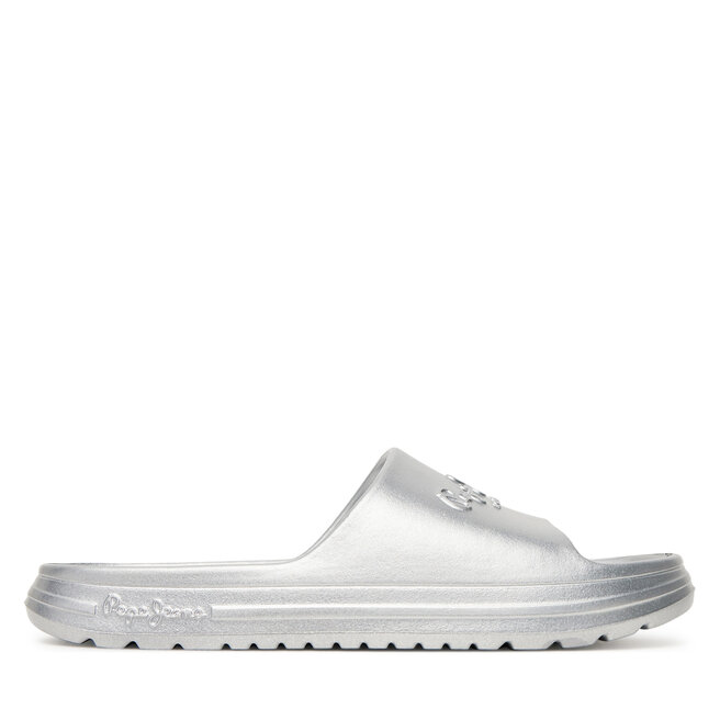 Klapki Pepe Jeans Beach Slidemet - Srebrny