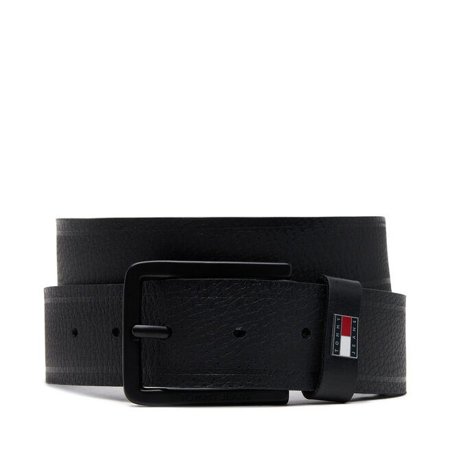 Pasek Męski Tommy Jeans Tjm Elevated Flag Leather 3.5 - Czarny