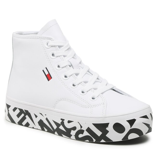 Tommy Jeans Sneakers Tommy Jeans Cups. Print Logo Mid EN0EN02065 White 0K4