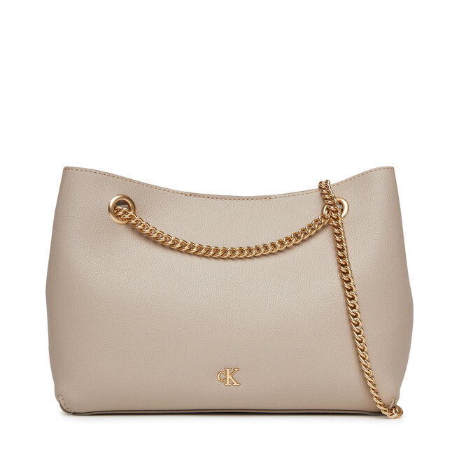 Torebka Calvin Klein Minimal Monogram Shoulde - Beżowy