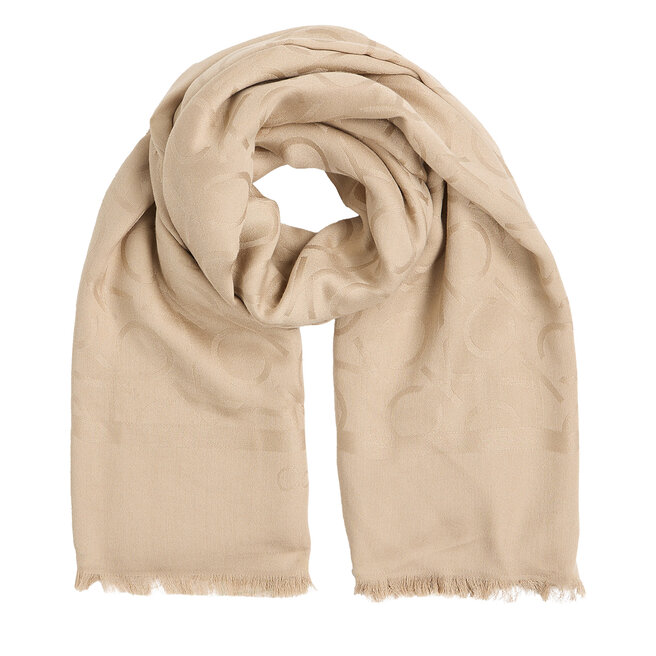 Chusta Calvin Klein Shiny Jacquard Monogram - Beżowy