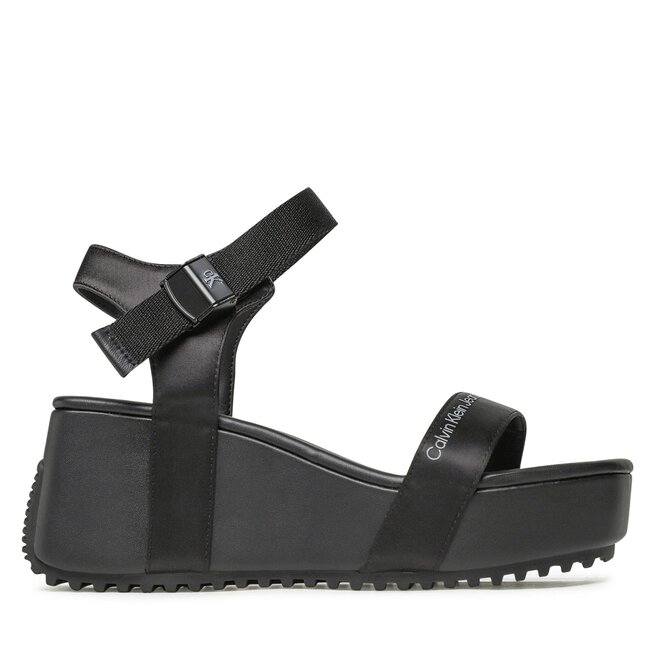 Calvin Klein Jeans Сандали Calvin Klein Jeans Wedge Block Sandal Satin/Hw YW0YW00980 Black/Overcast Grey 0GL