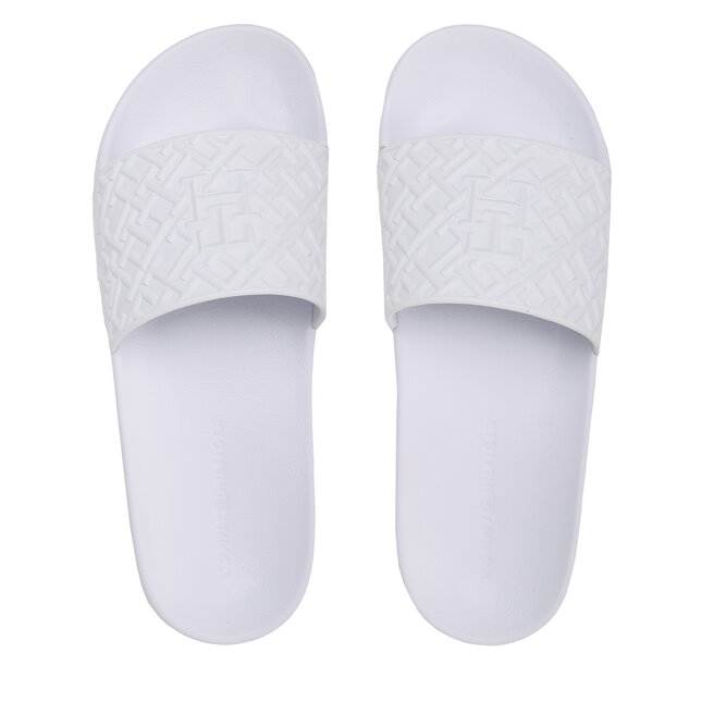 Tommy Hilfiger Șlapi Tommy Hilfiger Rubber Th Monogram Pool Slide FM0FM04464 White YBS