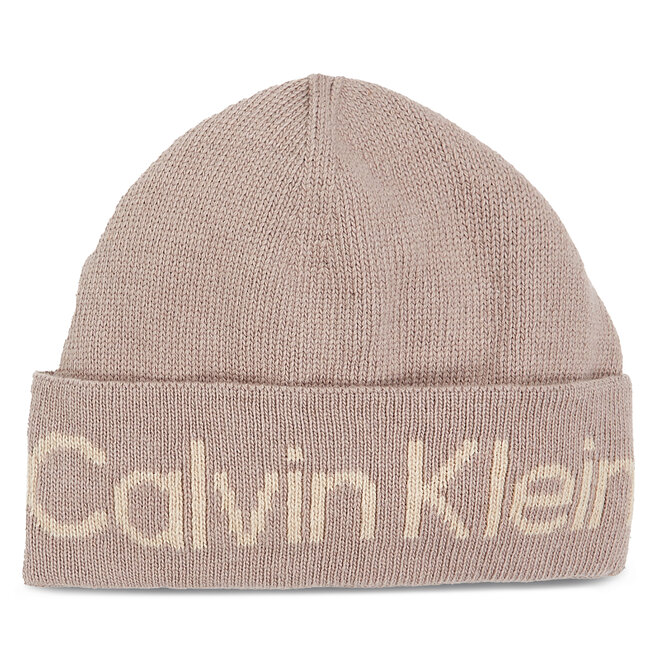 Czapka Calvin Klein Logo Reverso Tonal Beanie - Beżowy