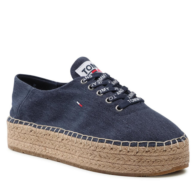 Espadrile Tommy Jeans Essential Flatform Espadrille EN0EN01434 Twilight Navy  C87 • Eobutev.si
