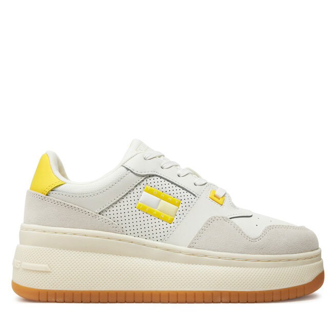 Sneakersy Tommy Jeans Tjw Retro Basket Flatform Mix - Écru