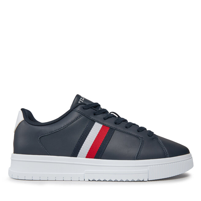 Sneakersy Tommy Hilfiger Supercup Lth Stripes Ess - Granatowy