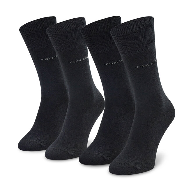 Tom Tailor Súprava 2 párov vysokých pánskych ponožiek Tom Tailor 9002 Black 610