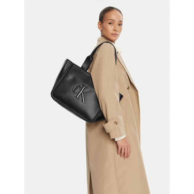 Torebka Calvin Klein Bold Ck Medium Tote LV04F3218G Czarny -
