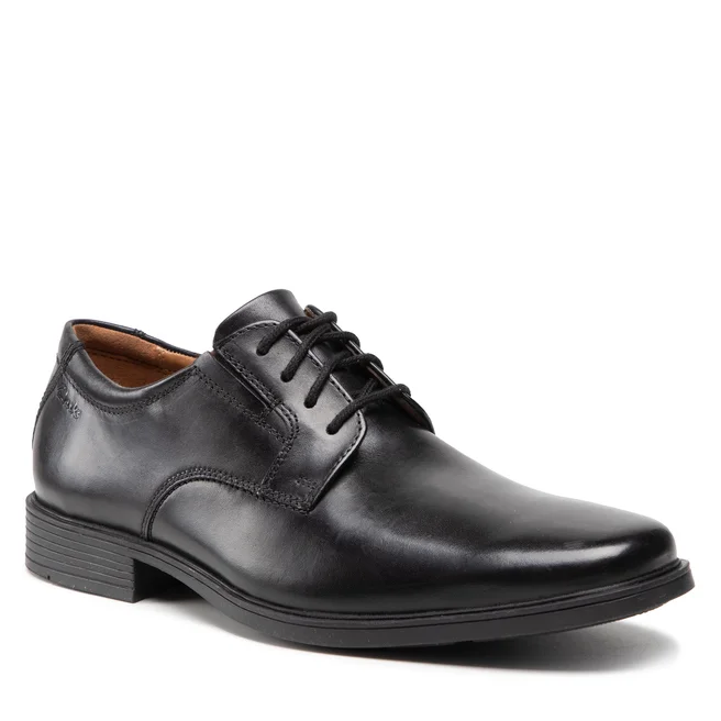 Pantofi Clarks Tilden Plain 261103507 Black Leather