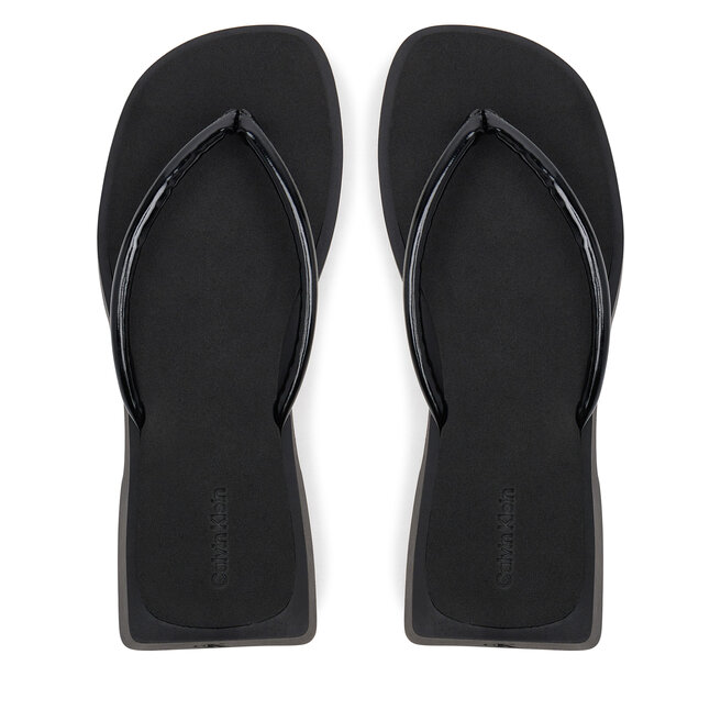 Japonki Calvin Klein Jeans Sq Low Wedge Sandal Stitch - Czarny