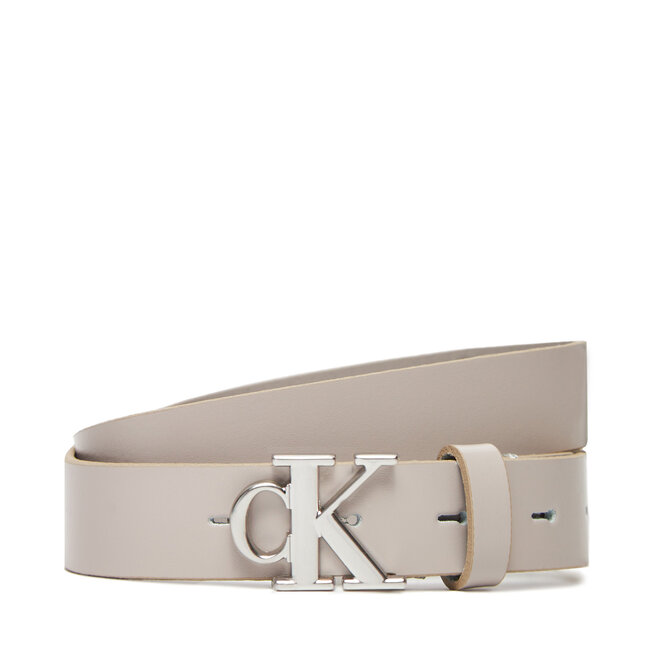 Pasek Damski Calvin Klein Monogram Plaque Buckle 25Mm - Biały