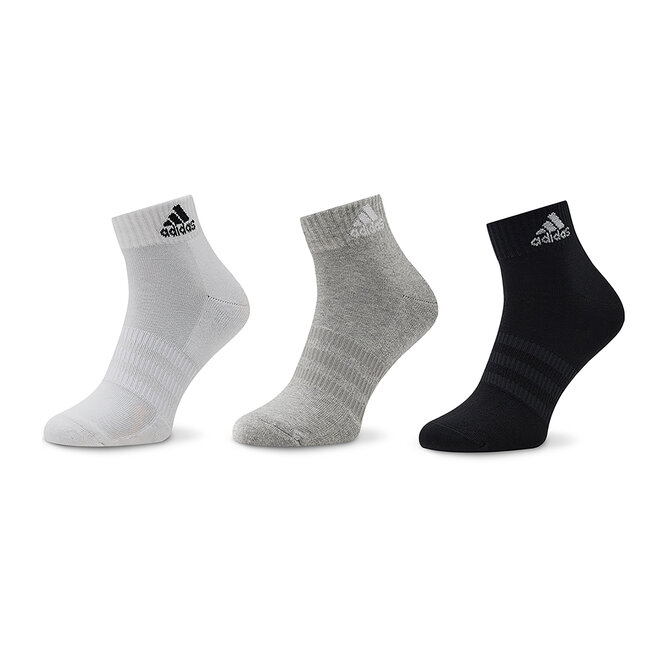 Σετ 3 ζευγάρια κοντές κάλτσες unisex adidas Cushioned Sportswear IC1281 Medium Grey Heather/White/Black