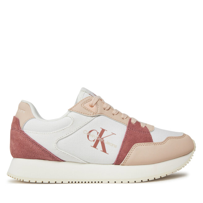 Sneakersy Calvin Klein Jeans Runner Low Lace Mix Ml Btw - Biały