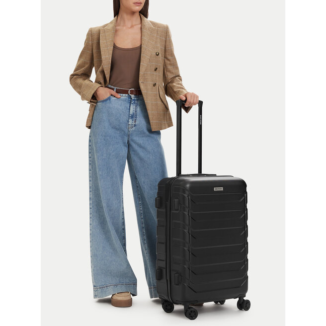 Walizka średnia GINO ROSSI CEO-GIN-M-001-05-BLACK3 Czarny -