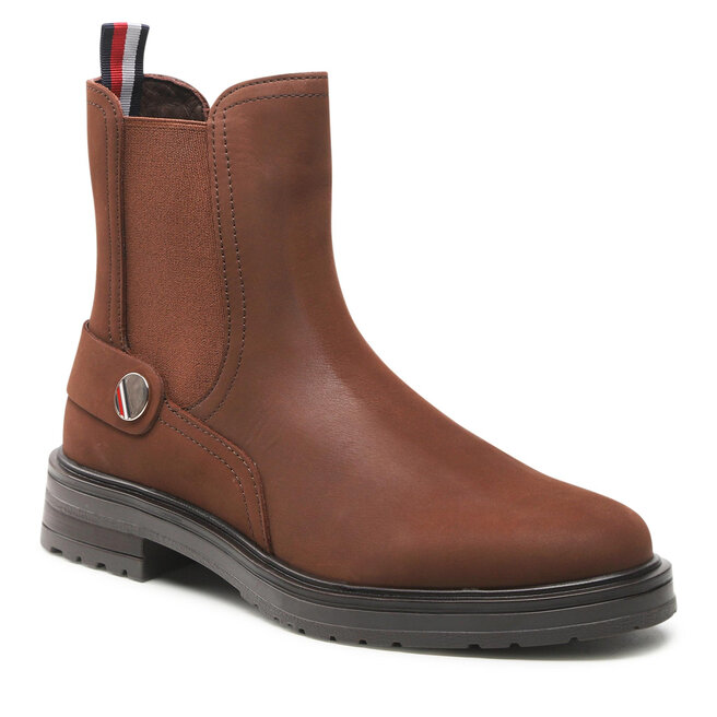 Tommy Hilfiger Боти тип челси Tommy Hilfiger Th Coin Flat Boot FW0FW06742 Truffle Brown GT7