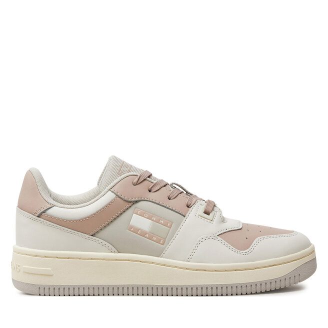 Sneakersy Tommy Jeans Tjw Retro Basket Total Logo - Écru
