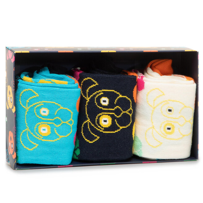 Σετ 3 ζευγάρια ψηλές κάλτσες unisex Happy Socks XDOG08-0100 Έγχρωμο