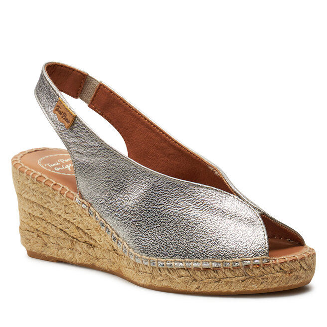 Espadrille Compensée TONI PONS LAILA-P - Cuir - Talon 7cm - Peep Toe - Fabriqué Espagne