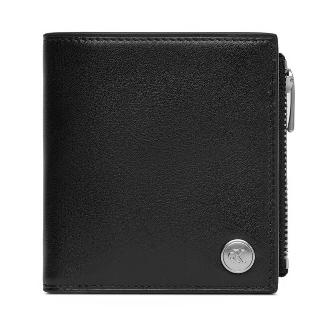 Duży Portfel Męski Calvin Klein Jeans Jeans Hardware Compact Zip Walle - Czarny