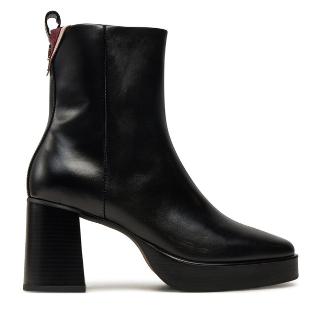 Botki Tommy Hilfiger Premium Leather High Heel Bootie - Czarny