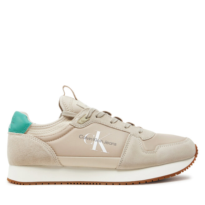 Sneakersy Calvin Klein Jeans Runner Sock Laceup Ny-Lth - Beżowy