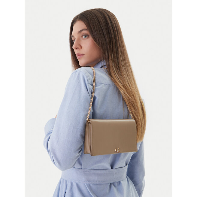 Torebka Calvin Klein Ck Wallet On Chain LV04F3319G Beżowy -