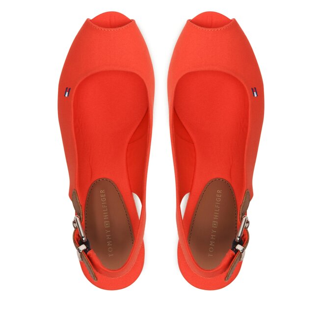 Tommy Hilfiger Sandále Tommy Hilfiger Iconic Elba Sling Back Wedge FW0FW04788 Deep Orange SNX