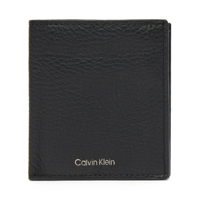 Duży Portfel Męski Calvin Klein Ck Leather Comp Trifold W C &Car - Czarny