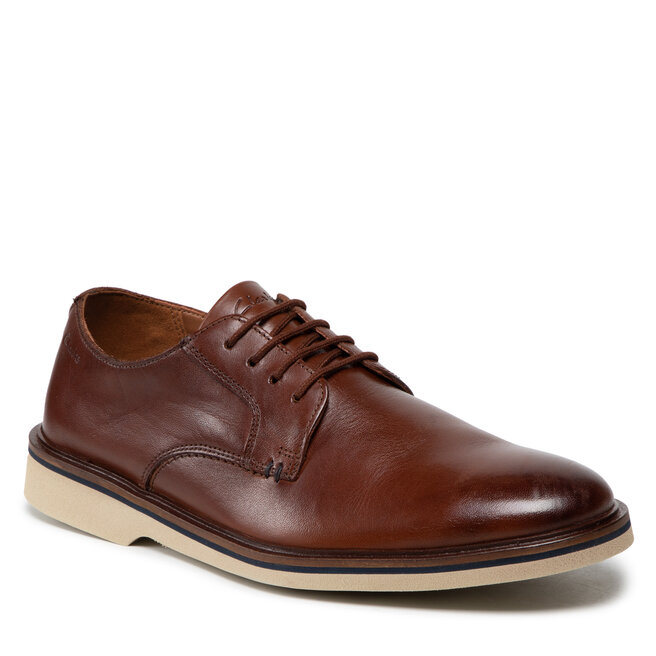 Pantofi Clarks Malwood Plain 261595627 Dark Tan Leather 261595627 imagine noua